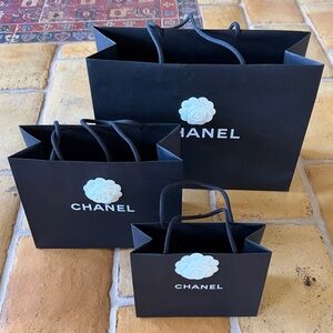 Chanel Elegant Black Gift Bags Trio 100% Authentic 2025